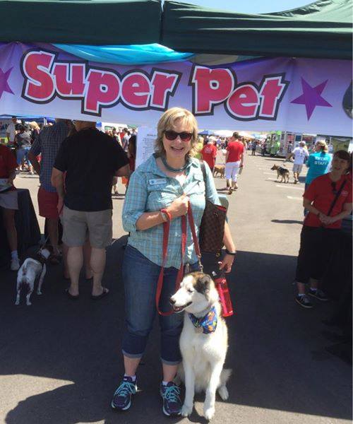 Irvine Community Services Commissioner Melissa Fox and Scout Fox at the Annual Super Pet Adoption Event in 2014.